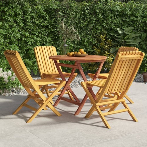 5 Piece Garden Dining Set Solid Wood Teak