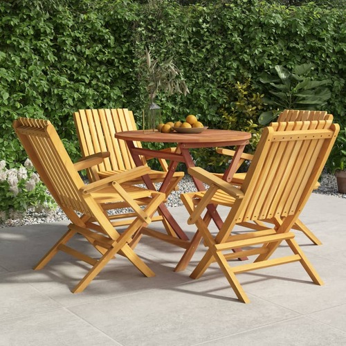 5 Piece Garden Dining Set Solid Wood Teak
