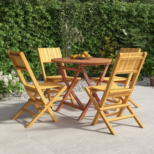 5 Piece Garden Dining Set Solid Wood Teak