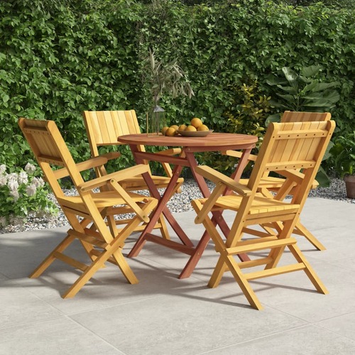 5 Piece Garden Dining Set Solid Wood Teak