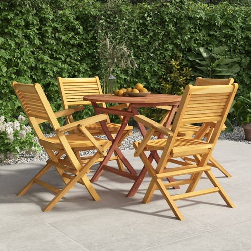 5 Piece Garden Dining Set Solid Wood Teak