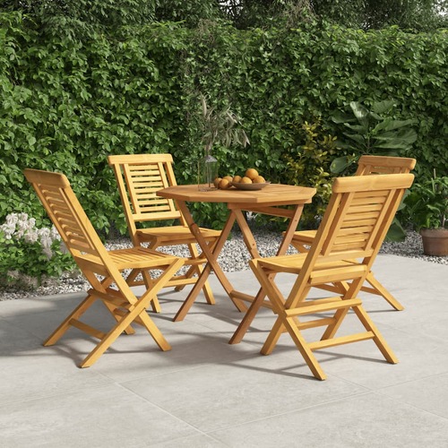 5 Piece Garden Dining Set Solid Wood Teak