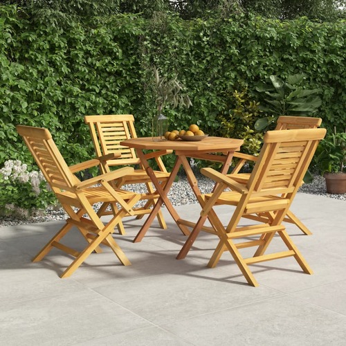 5 Piece Garden Dining Set Solid Wood Teak