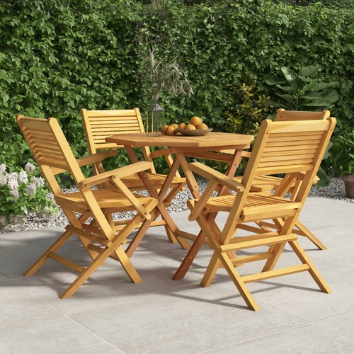 5 Piece Garden Dining Set Solid Wood Teak
