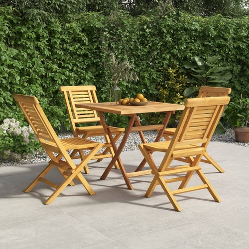 5 Piece Garden Dining Set Solid Wood Teak