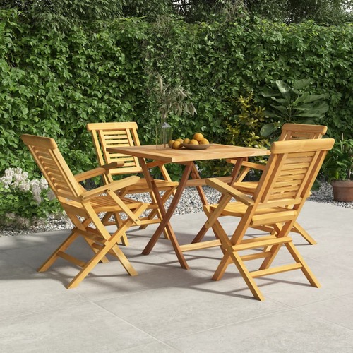 5 Piece Garden Dining Set Solid Wood Teak