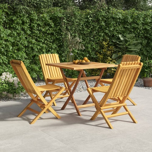 5 Piece Garden Dining Set Solid Wood Teak