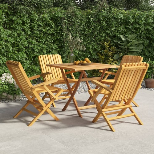 5 Piece Garden Dining Set Solid Wood Teak