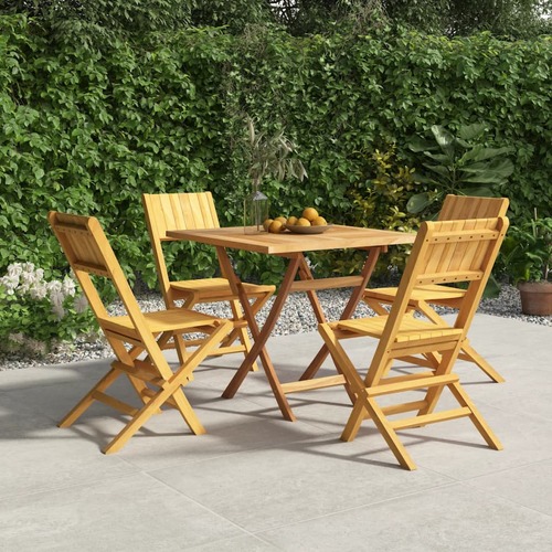 5 Piece Garden Dining Set Solid Wood Teak