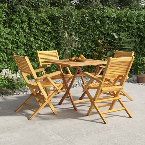 5 Piece Garden Dining Set Solid Wood Teak