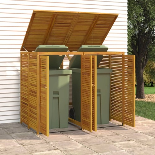 Double Garbage Bin Shed 140x89x117 cm Solid Wood Acacia