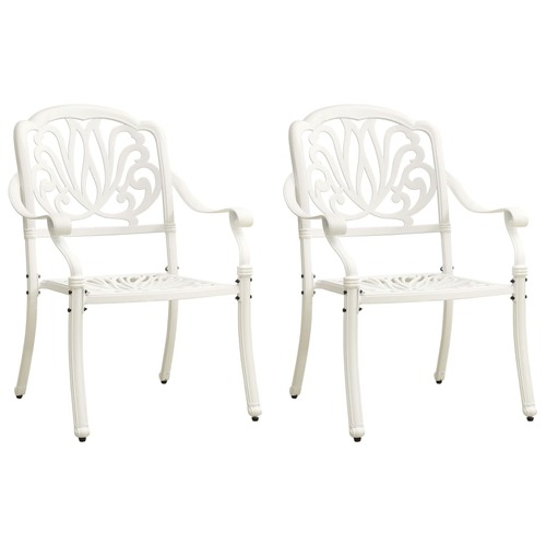 Garden Chairs 2 pcs Cast Aluminium White