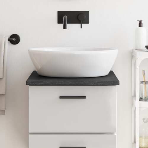 Bathroom Countertop Dark Grey 40x50x2 cm Treated Solid Wood