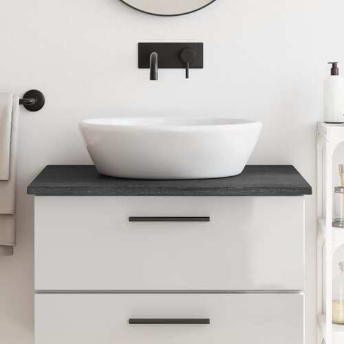 Bathroom Countertop Dark Grey 80x50x2 cm Treated Solid Wood
