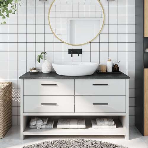 Bathroom Countertop Dark Grey 100x30x2 cm Treated Solid Wood