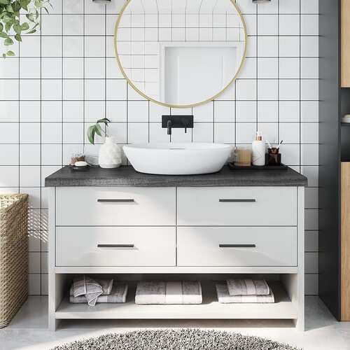 Bathroom Countertop Dark Grey 100x40x6 cm Treated Solid Wood