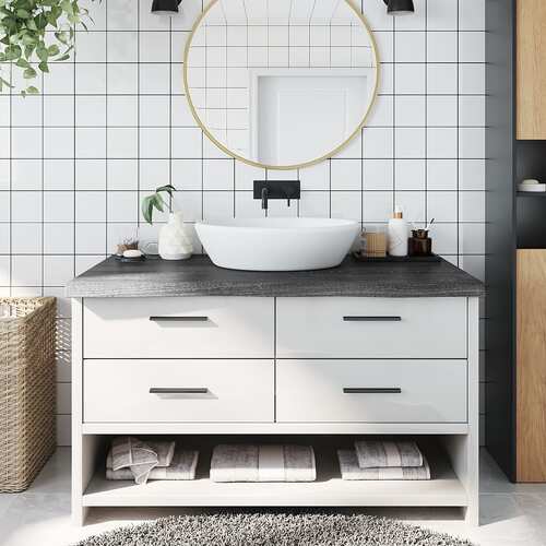 Bathroom Countertop Dark Grey 100x50x6 cm Treated Solid Wood