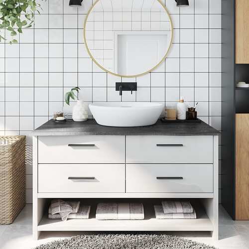 Bathroom Countertop Dark Grey 100x60x2 cm Treated Solid Wood