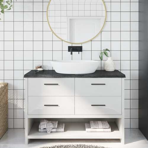 Bathroom Countertop Dark Grey 120x60x4 cm Treated Solid Wood