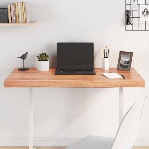 Table Top Light Brown 100x40x6 cm Treated Solid Wood Oak