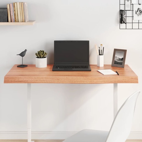 Table Top Light Brown 100x50x6 cm Treated Solid Wood Oak