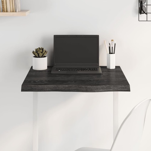 Table Top Dark Brown 60x60x4 cm Treated Solid Wood Oak