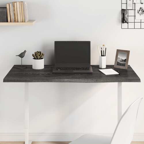 Table Top Dark Brown 100x40x2 cm Treated Solid Wood Oak