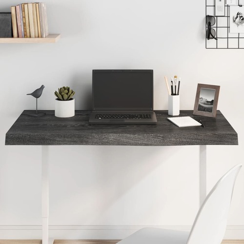 Table Top Dark Brown 100x40x6 cm Treated Solid Wood Oak