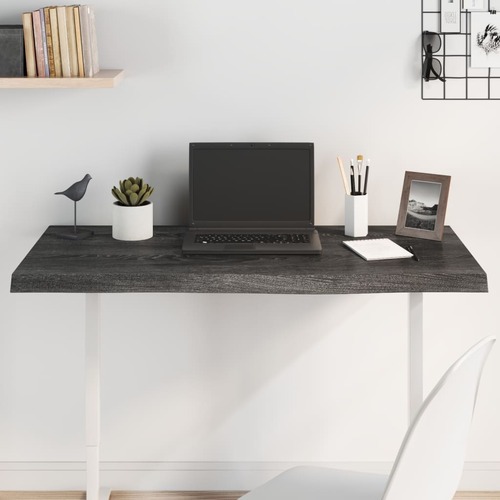 Table Top Dark Brown 100x50x4 cm Treated Solid Wood Oak