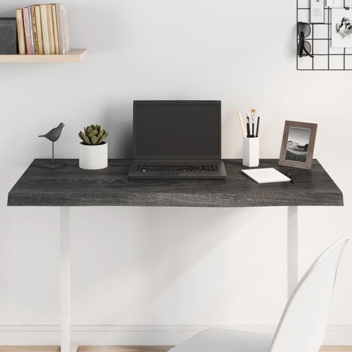 Table Top Dark Brown 100x60x4 cm Treated Solid Wood Oak