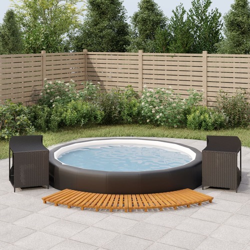 Hot Tub Surround Black Poly Rattan and Solid Wood Acacia