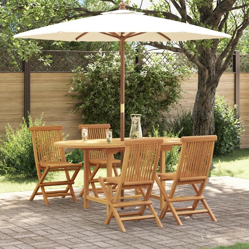 Garden Dining Set 7 pcs Brown Solid Teak Wood
