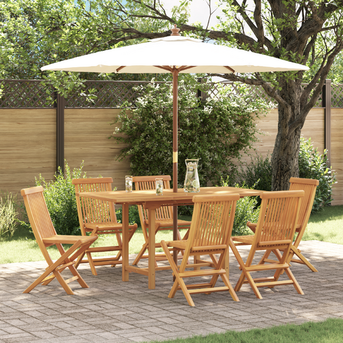 Garden Dining Set 7 pcs Brown 160 x 80 x 75 cm Solid teak wood