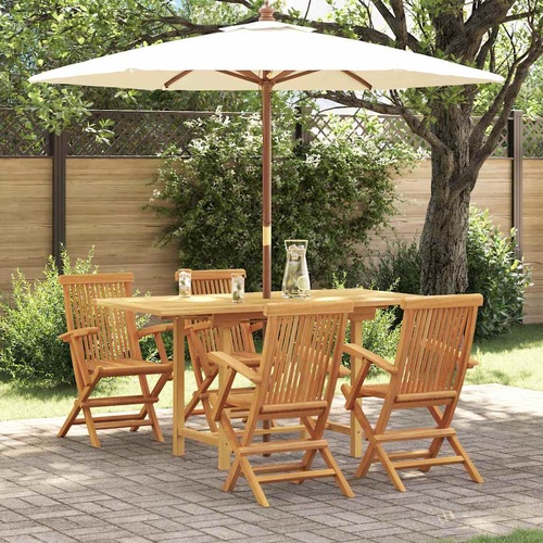 Garden Dining Set 5 pcs Brown Solid Teak Wood