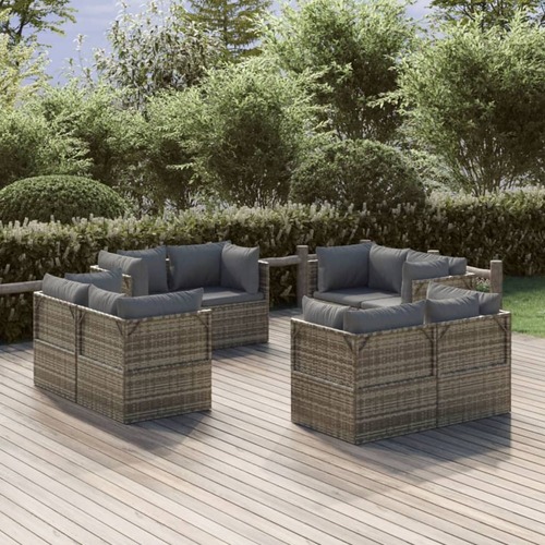 Garden Corner Sofas 8 pcs Grey 57x57x56 cm Poly Rattan