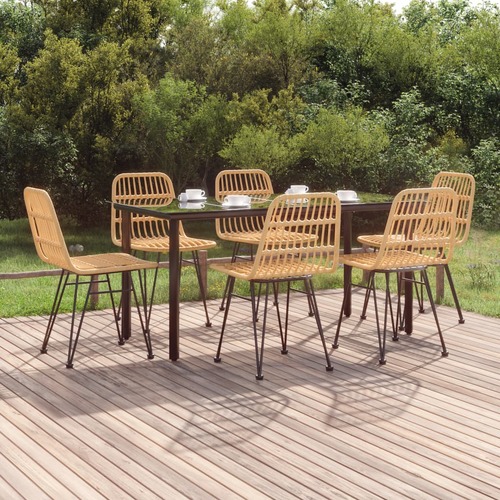 7 Piece Garden Dining Set Poly Rattan