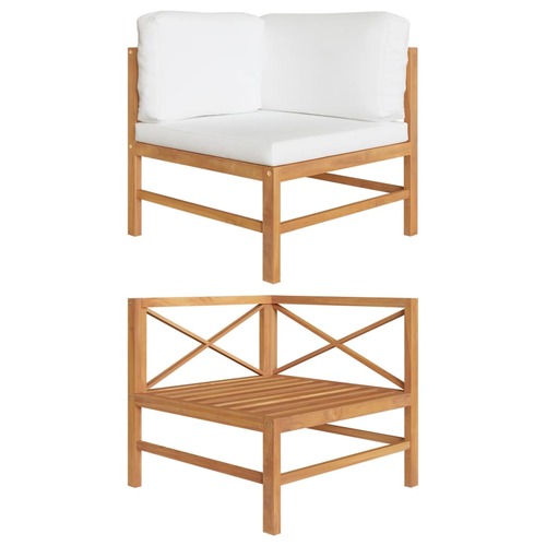 Corner Sofa with Cream Cushions Solid Teak Wood