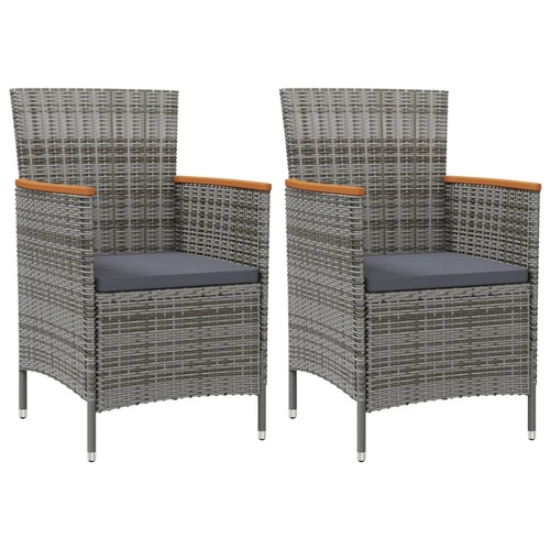 Garden Dining Chairs 2 pcs Poly Rattan Grey