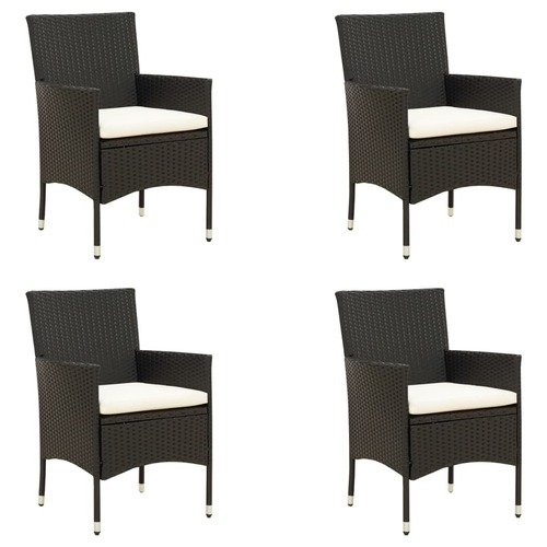Garden Chairs with Cushions 4 pcs Poly Rattan Black