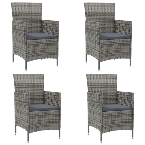 Garden Chairs with Cushions 4 pcs Poly Rattan Grey