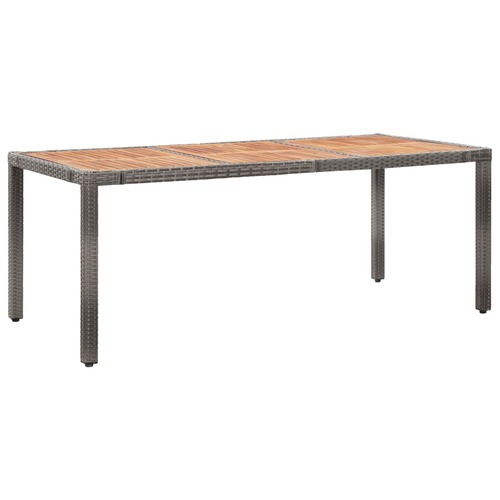 Garden Table 190x90x75 cm Poly Rattan and Acacia Wood Grey