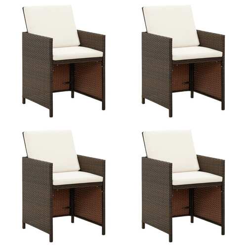 Garden Chairs with Cuhsions 4 pcs Poly Rattan Brown