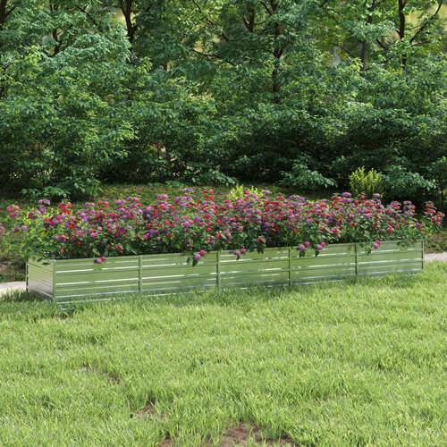 Garden Raised Bed 400x80x45 cm Galvanized Steel Silver