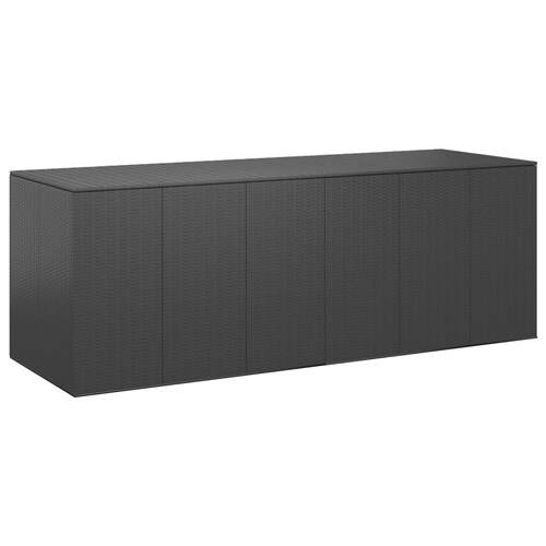 Garden Cushion Box PE Rattan 291x100.5x104 cm Black