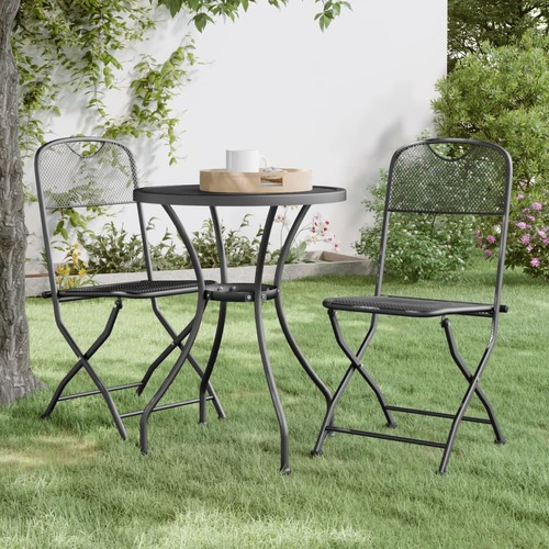Folding Garden Chairs 2 pcs Expanded Metal Mesh Anthracite