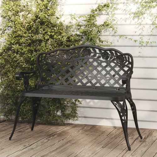 Garden Bench 108 cm Cast Aluminium Black