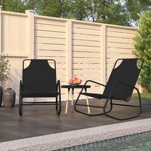 Rocking Sun Loungers 2 pcs Black Steel and Textilene