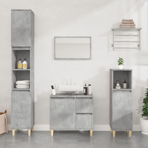 2 Piece Bathroom Furniture Set Concrete Grey Engineered Wood