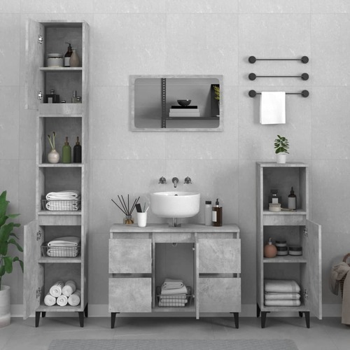 2 Piece Bathroom Furniture Set Concrete Grey Engineered Wood