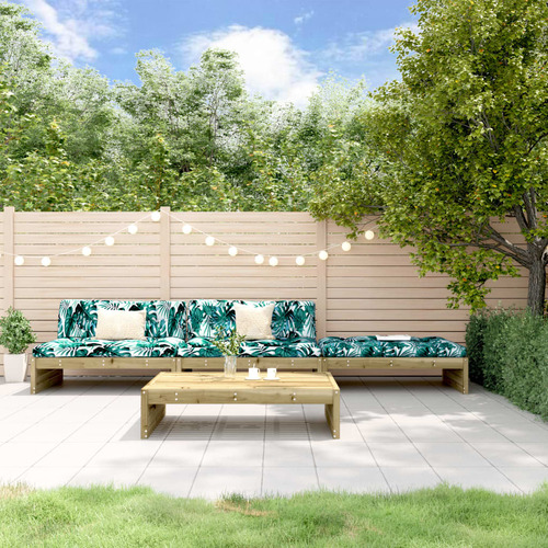 4 Piece Garden Lounge Set with Cushions Impregnated Wood Pine